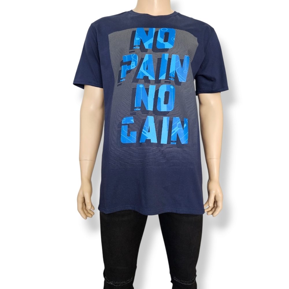 New Balance Navy Blue "No Pain No Gain" Graphic Print T-Shirt Size XL